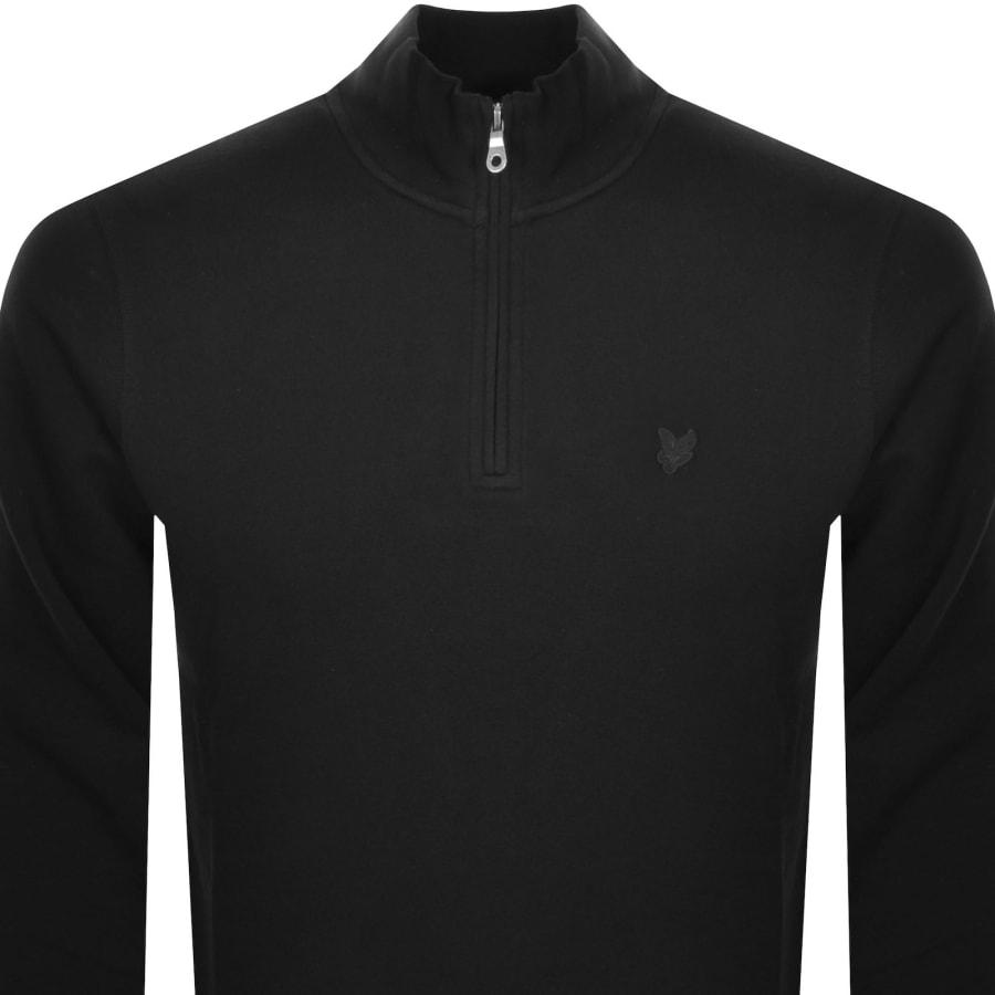 Lyle Scott Black Tonal Eagle Quarter Zip 100 Cotton Sweatshirt X Large Mens